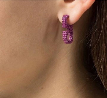 MINI V ENCRUSTED HOOPS