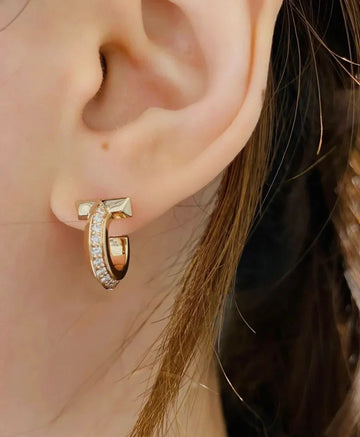 T T1 Hoop Earrings, Gold & White Gold