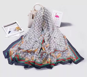 Luxury Printed Large Silk Scarf - LUXURY SCARF 90 * 180 CMS - F-177_ORA_A (Copy)