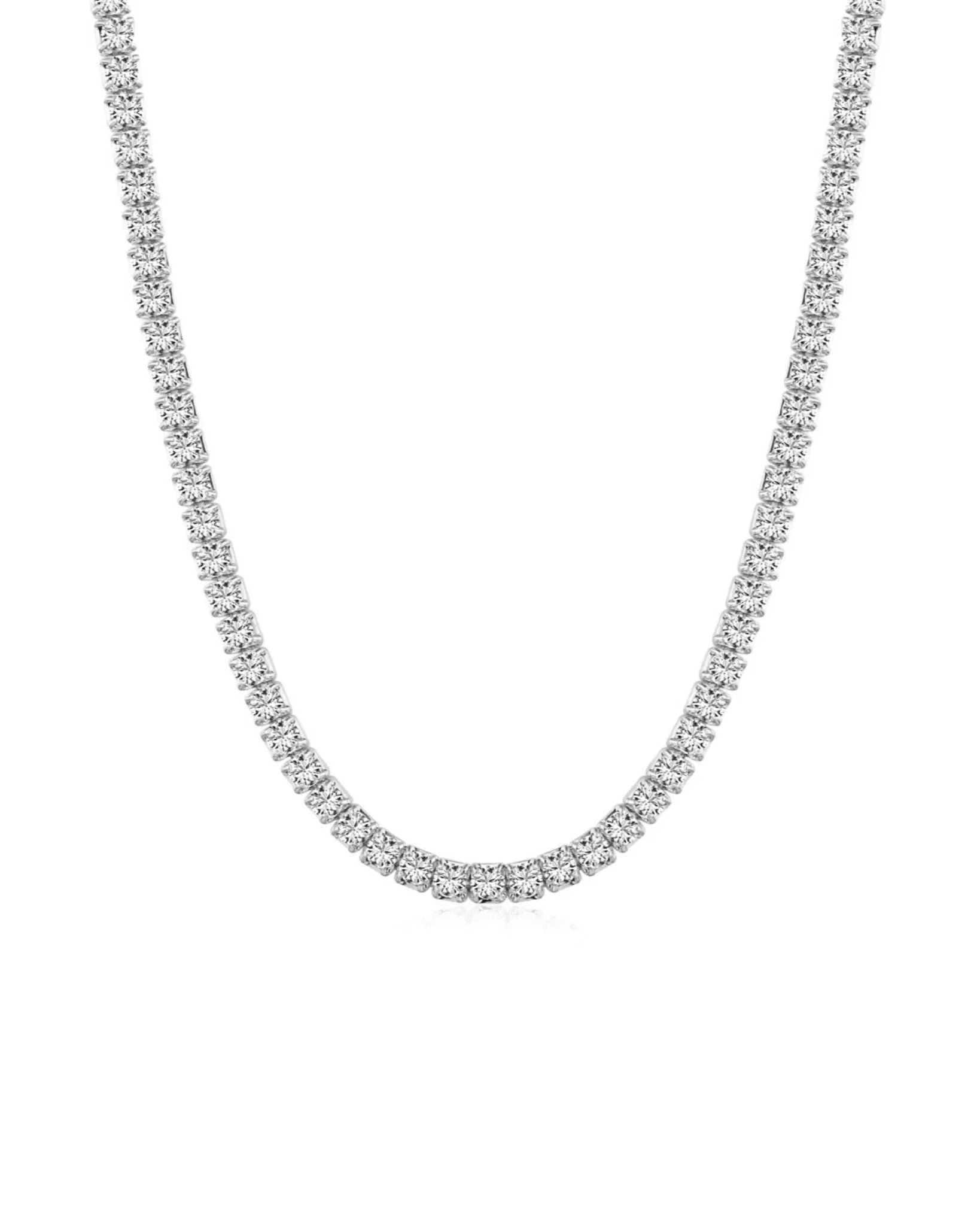 Tiffany Tennis Necklace Silver 3MM with Zirconia Crystals