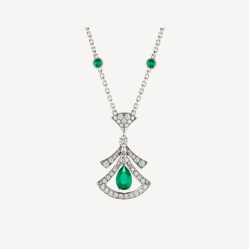 Twilight Necklace – Malachite & Diamonds in Silver with Gold Plating