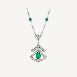 Twilight Necklace – Malachite & Diamonds in Silver with Gold Plating