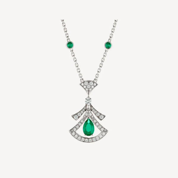 Twilight Necklace – Malachite & Diamonds in Silver with Gold Plating
