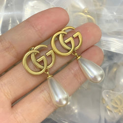 Elegant GG Letter Stud Earrings – Gold-Plated Minimal Luxe Code 1326