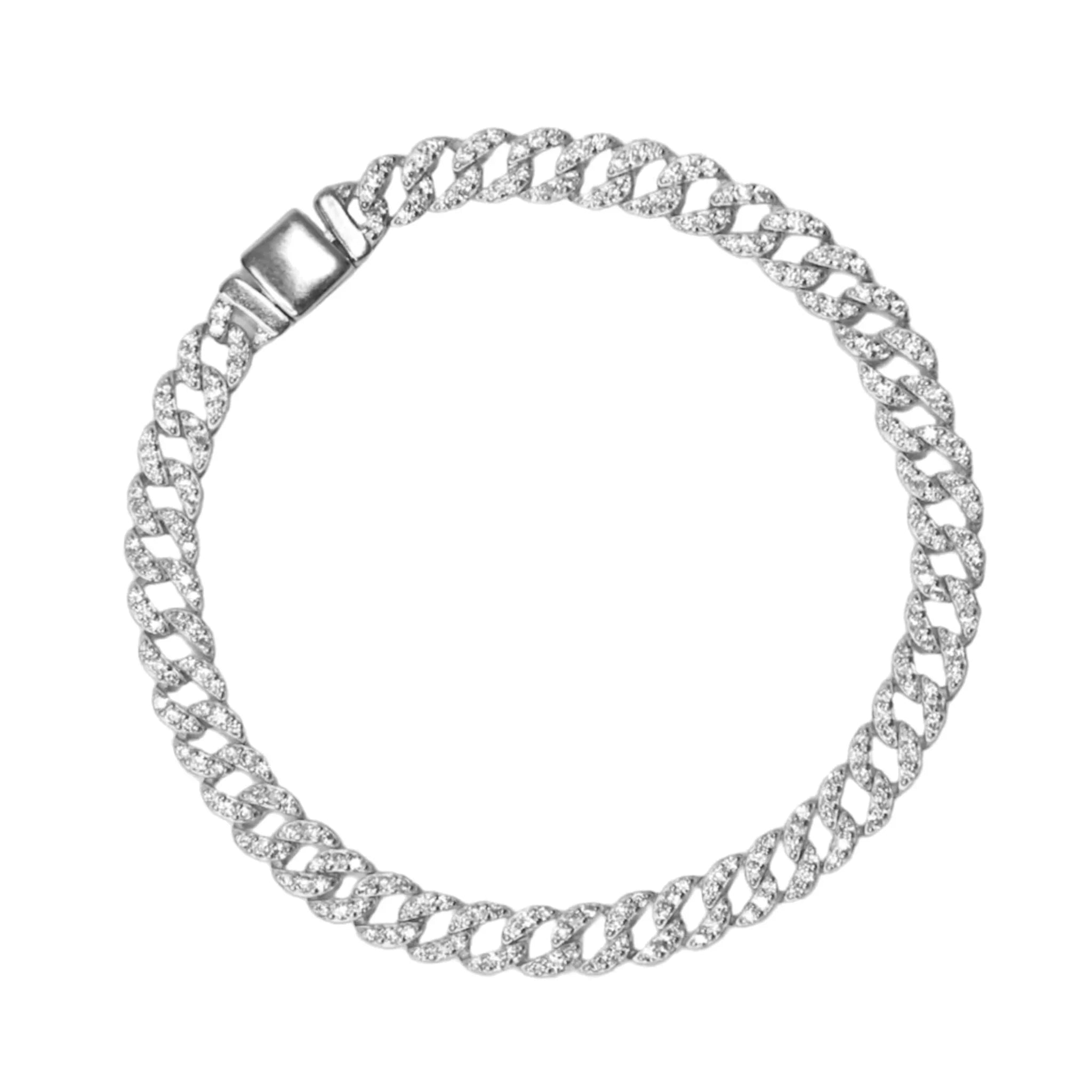 Elegant Paris Link Bracelet Silver with Zirconia Crystals