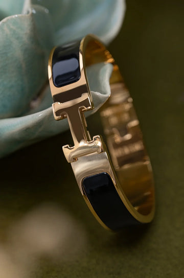 Black Enamel Charm Hermie Bracelet