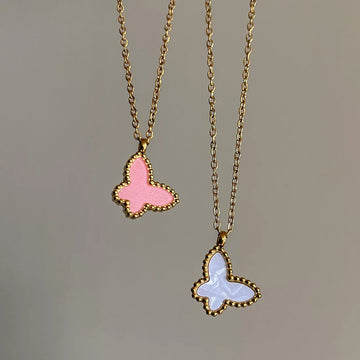 Sweet Butterfly Necklace - Pink