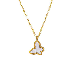 Sweet Butterfly Necklace - White Pearl