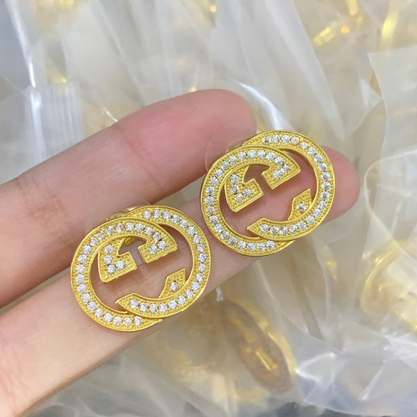 Elegant GG Letter Stud Earrings – Gold-Plated Minimal Luxe Code 1336
