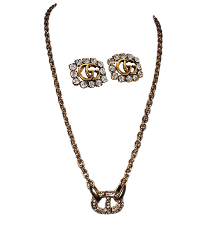 Elegant Jewelry Combo Set: Stud Earrings & Timeless Keepsake Necklace