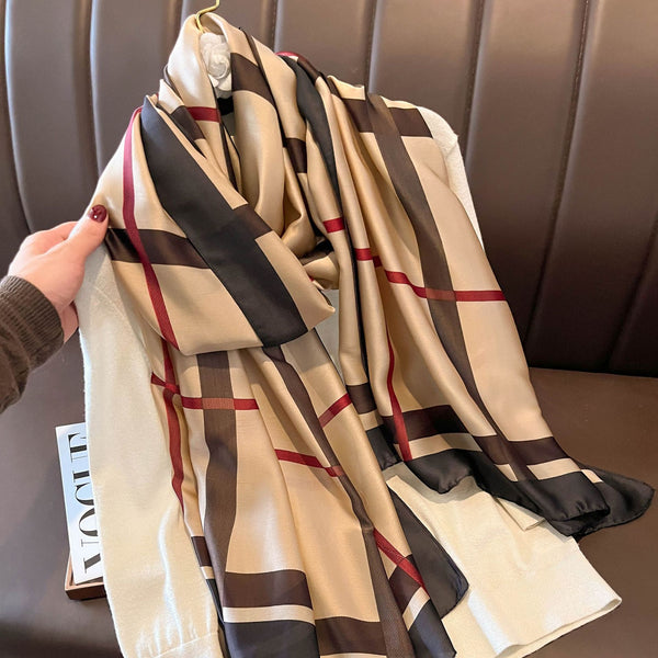 Luxury Printed Large Silk Scarf - LUXURY SCARF 90 * 180 CMS - F-177_ORA_A