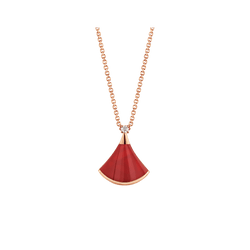 Serenity Necklace – Carnelian with a Single Diamond, Gold-Plated Silver