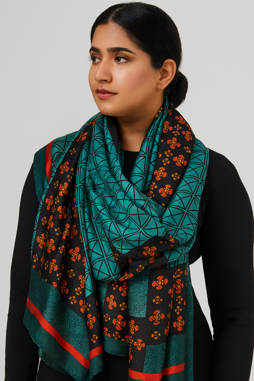 Luxury Printed Large Silk Scarf - LUXURY SCARF 90 * 180 CMS