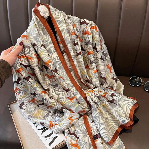 Luxury Printed Large Silk Scarf - LUXURY SCARF 90 * 180 CMS