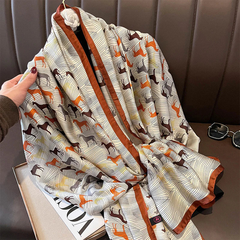 Luxury Printed Large Silk Scarf - LUXURY SCARF 90 * 180 CMS