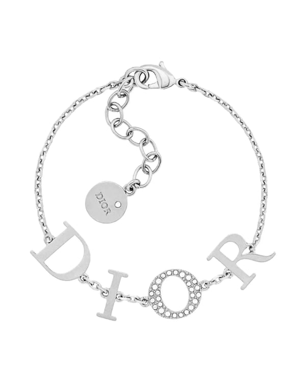 CD Bracelet Silver with Zirconia Crystals and Rhodium Finish