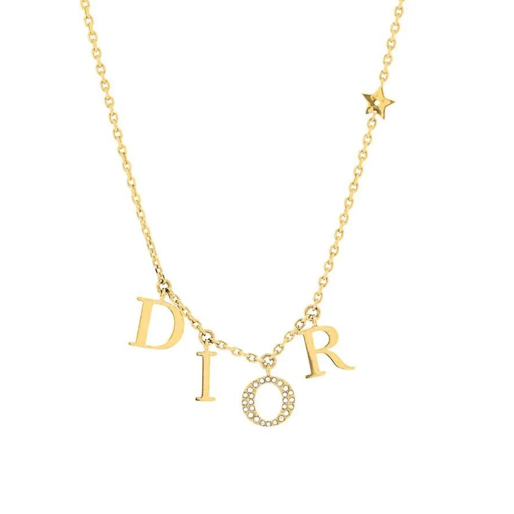 CD Necklace Gold with 18k Plating and Zirconia Crystals