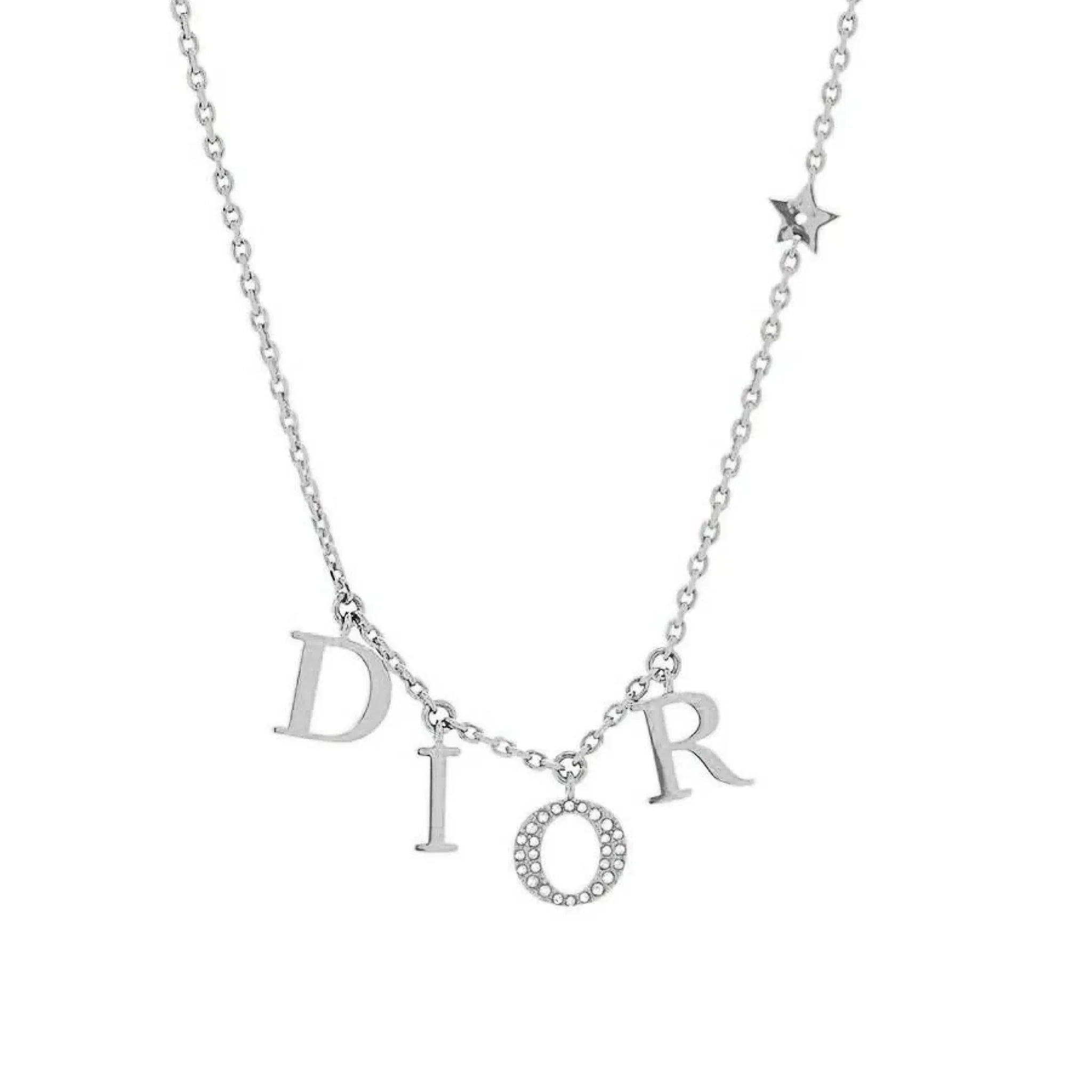 CD Necklace Silver with Rhodium Plating and Zirconia Crystals