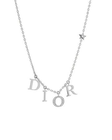 CD Necklace Silver with Rhodium Plating and Zirconia Crystals