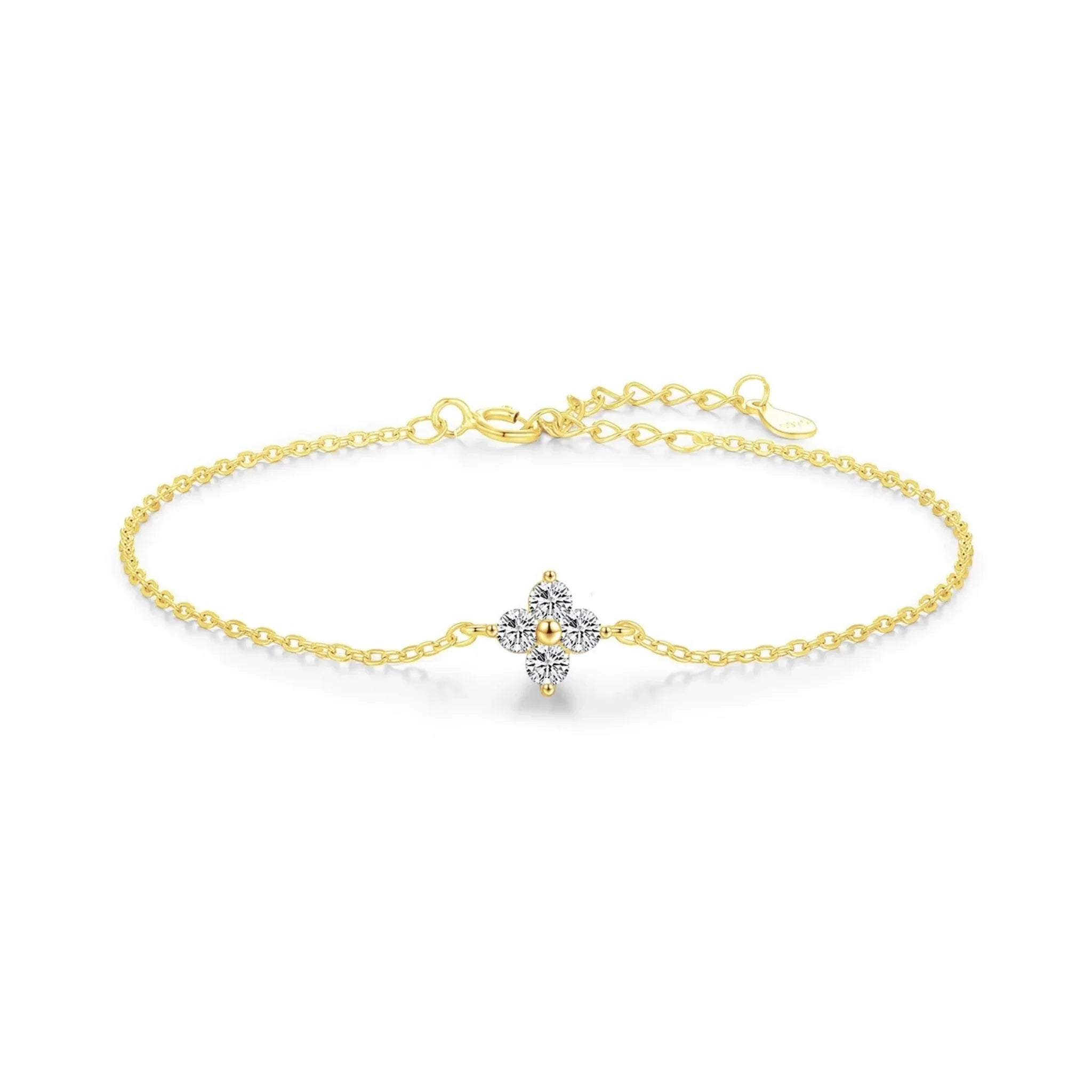 Maya Bracelet Gold with Zirconia Crystals and Silver Base