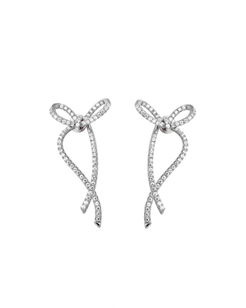 Dolly Earrings Silver with Rhodium Plating and Zirconia