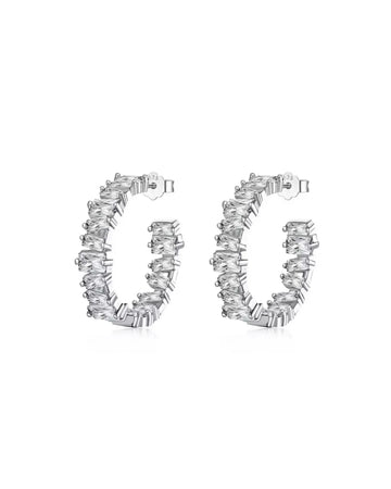 Lacey Hoops Silver Crafted with 5A Zirconia Crystals