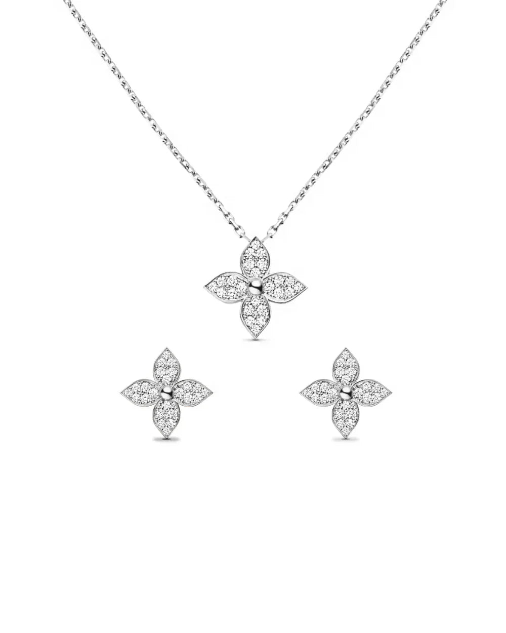 Lillie Set Silver Necklace and Earrings Jewelry Set