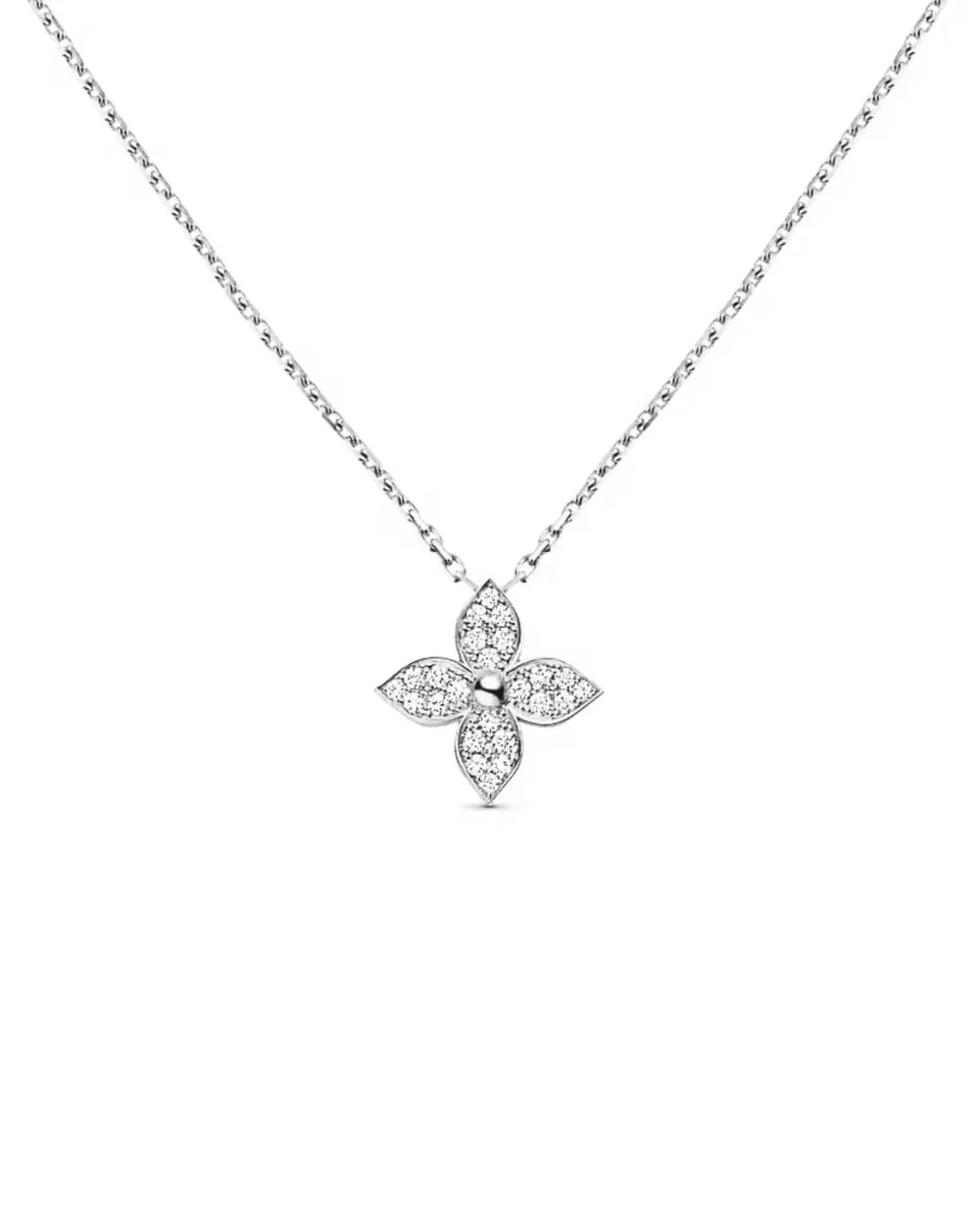 Lillie Necklace Silver with Zirconia Crystals 41cm Length