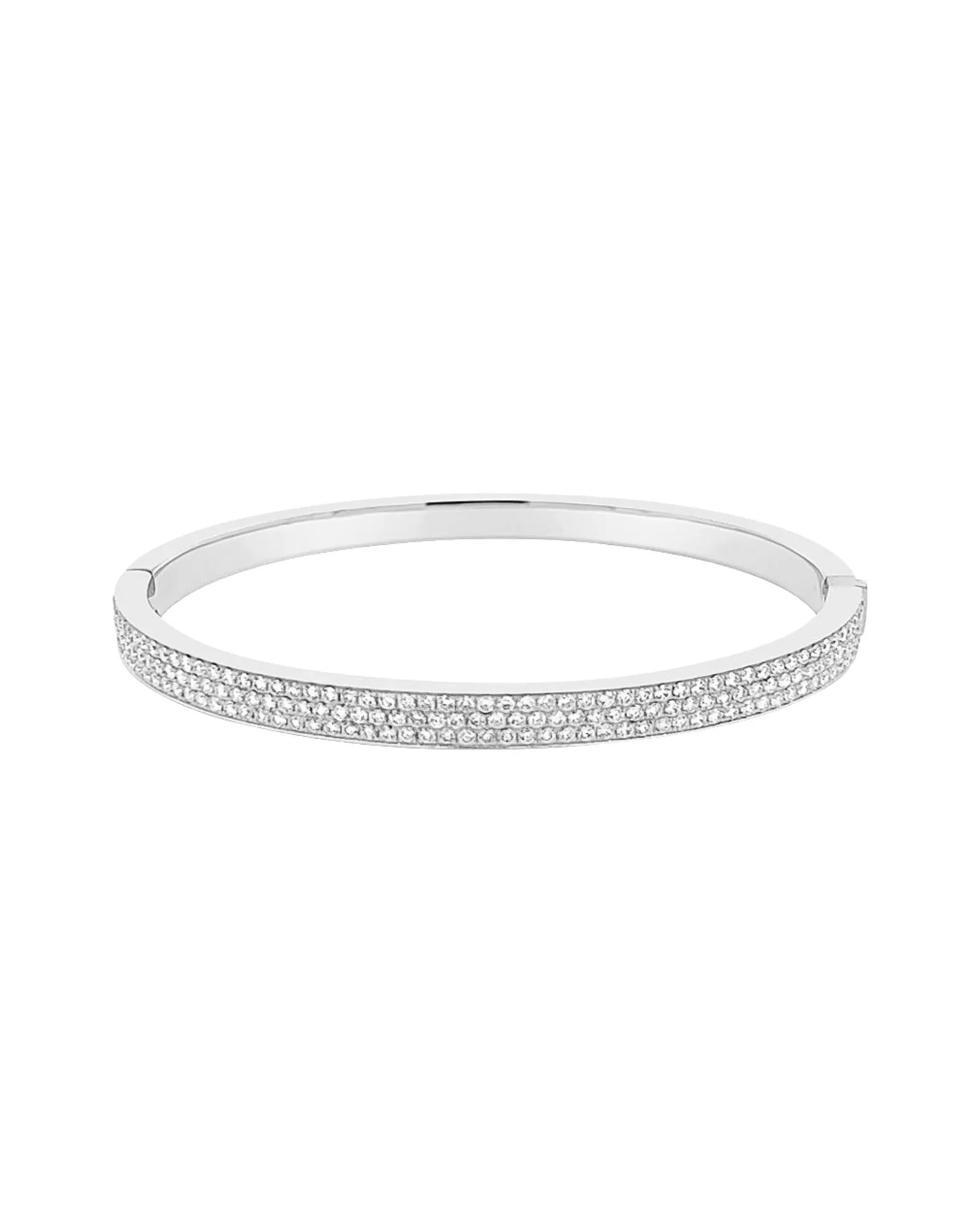 Lolita Bangle Silver with Zirconia Crystals and Rhodium Finish