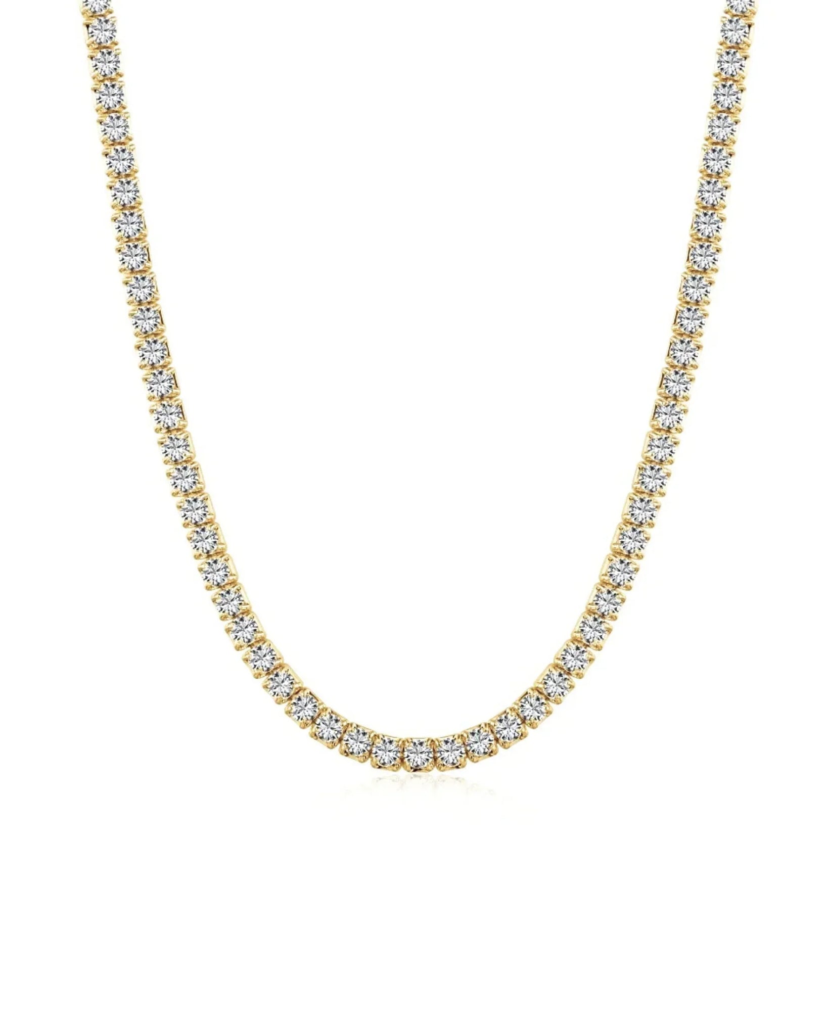 Tiffany Tennis Necklace Gold 3MM with Zirconia Crystals