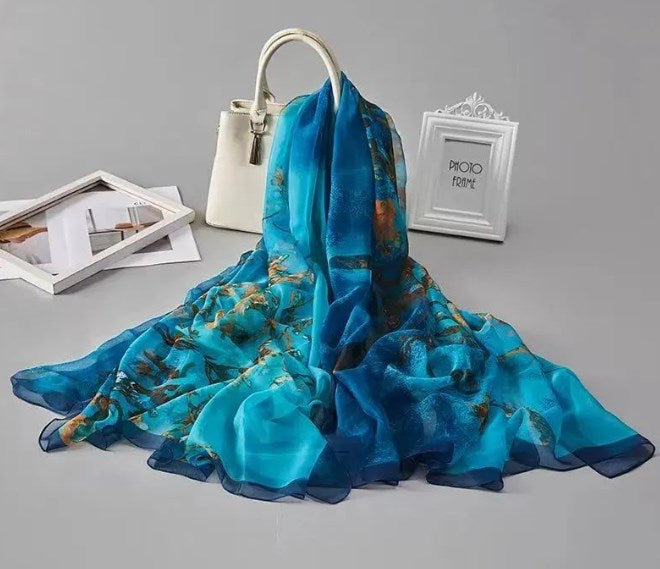 Luxury Printed Large Silk Scarf - LUXURY SCARF 90 * 180 CMS - F-177_ORA_A (Copy) (Copy)