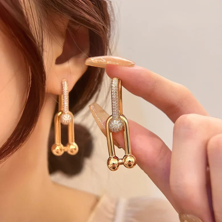 HardWear Large Link Earrings, Diamonds, Gold & White Gold & Rose Gold