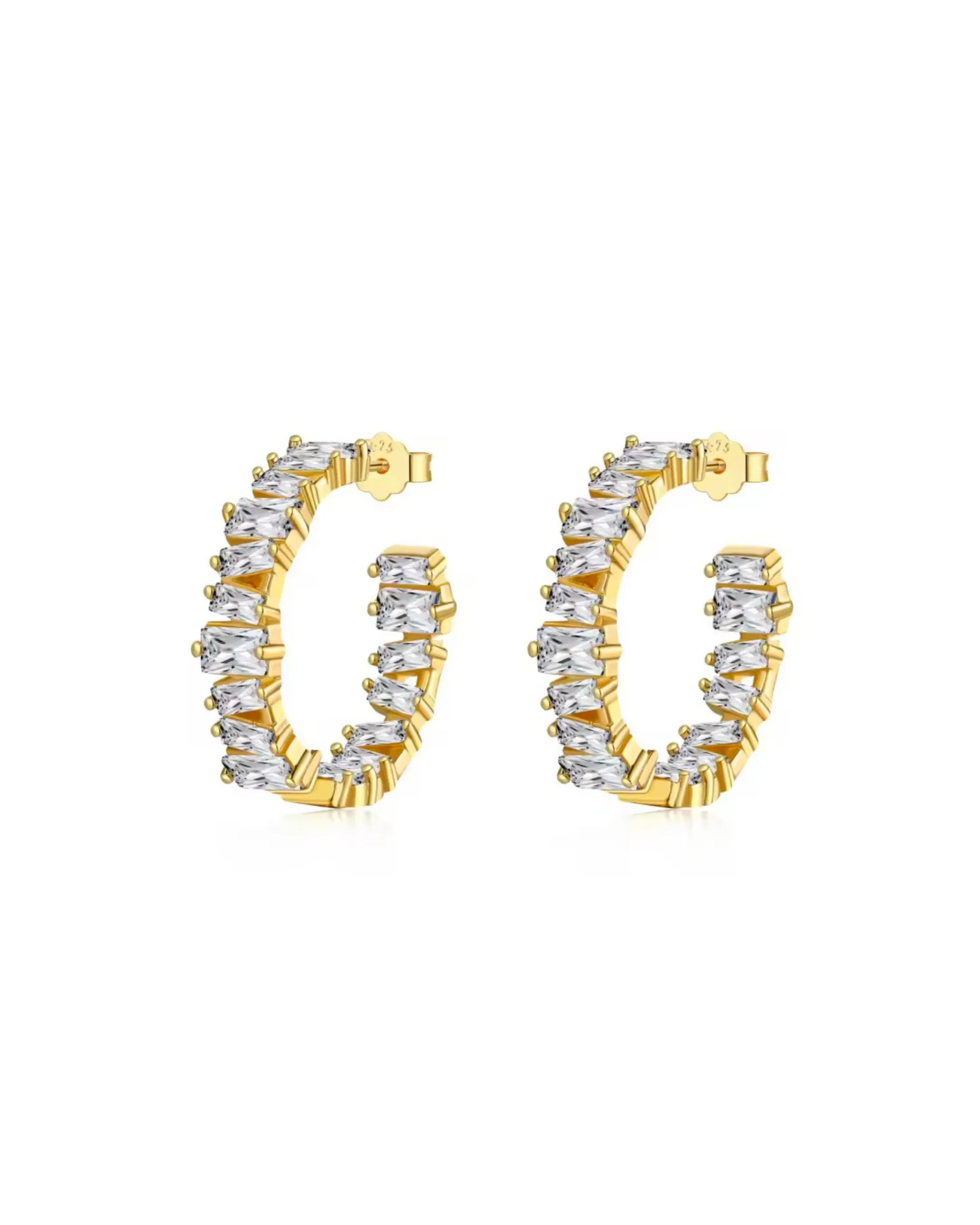 Lacey Hoops Gold Earrings with Zirconia Crystals
