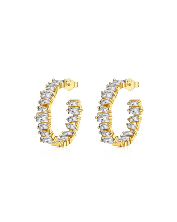 Lacey Hoops Gold Earrings with Zirconia Crystals