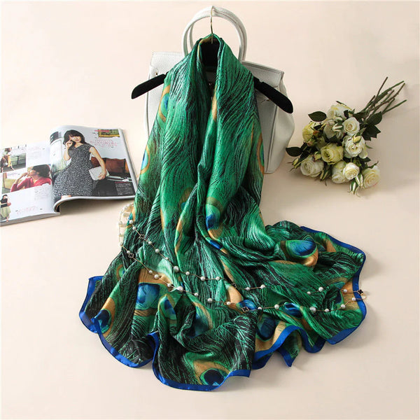 Luxury Printed Large Silk Scarf - LUXURY SCARF 90 * 180 CMS