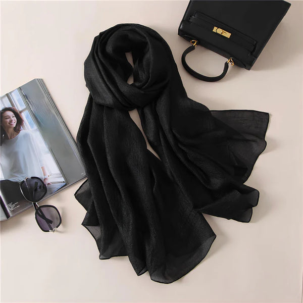 Summer Monochrome Linen Look Sun Protection Scarf - MONOCHROME 100 * 190 CMS
