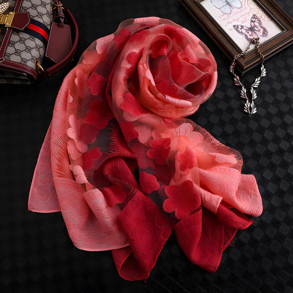 Luxury Lace Flocking Flower Scarf - 65*180 CMS